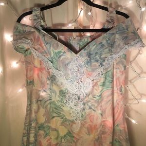 Easter vintage floral long dress