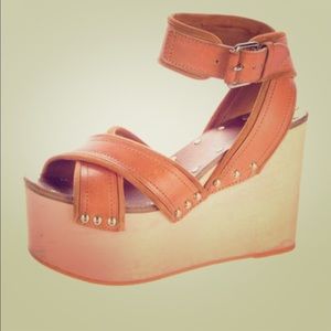 Celine leather wedge sandal