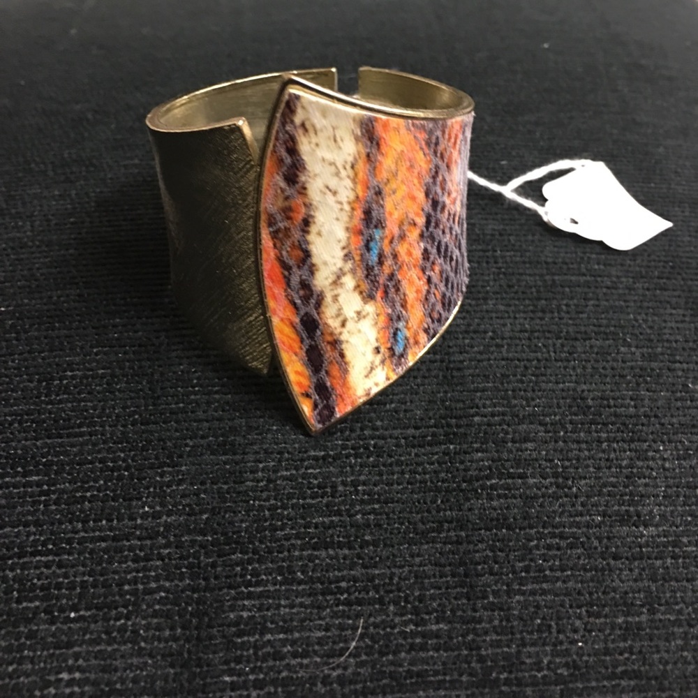 Snakeskin looking gold and orange bracelet