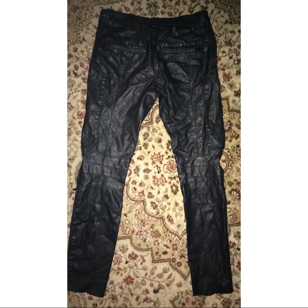 Zara black leather pants with details