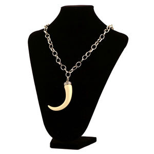 Silver-Tone Necklace With Tusk Shaped Pendant