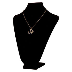 Silver-Tone Necklace With A Rhinestone Letter 'F'
