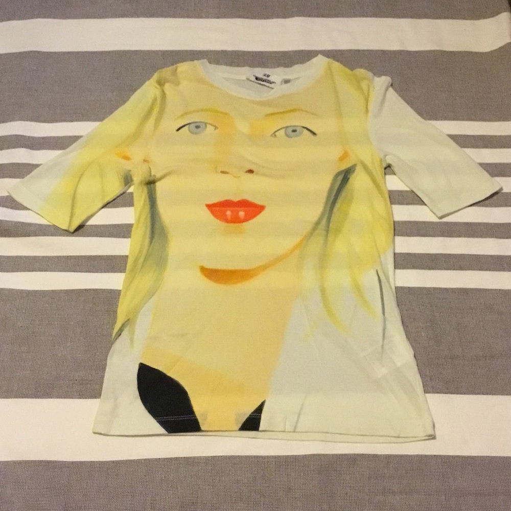 H&M Alex Katz Fashion Art 3/4 Top Size 4 US