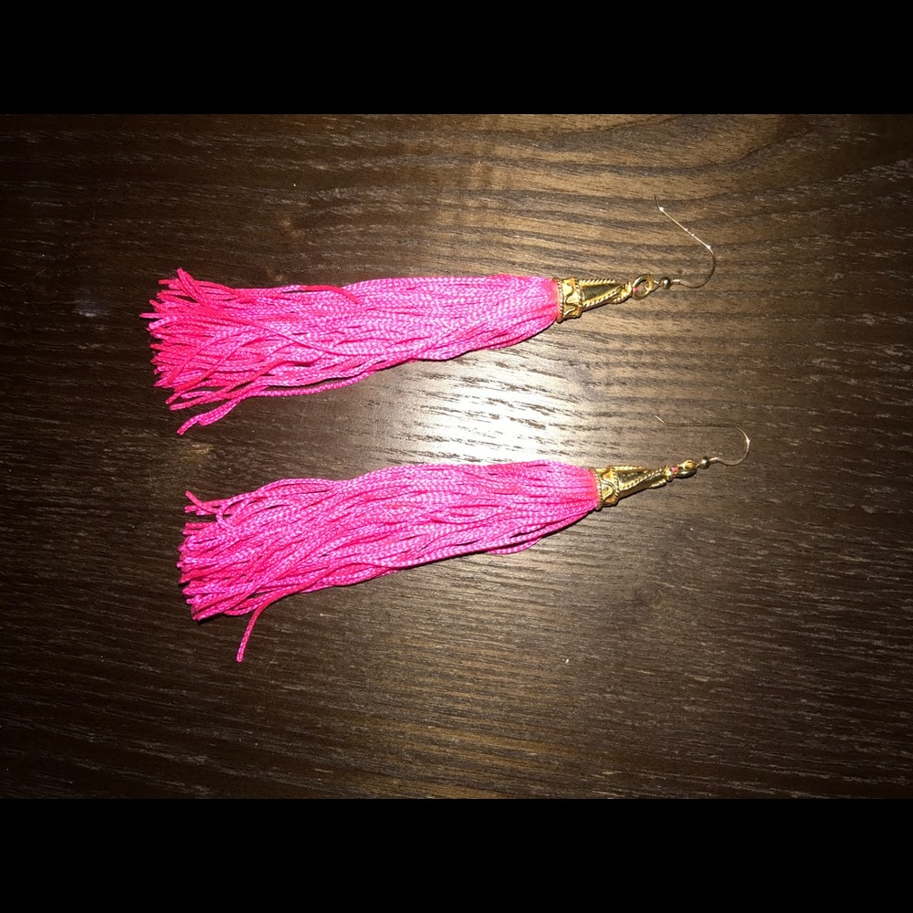 Pink Tassel Earrings