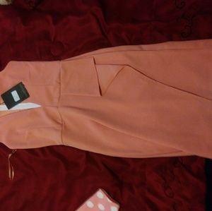 Flirty low v salmon dress