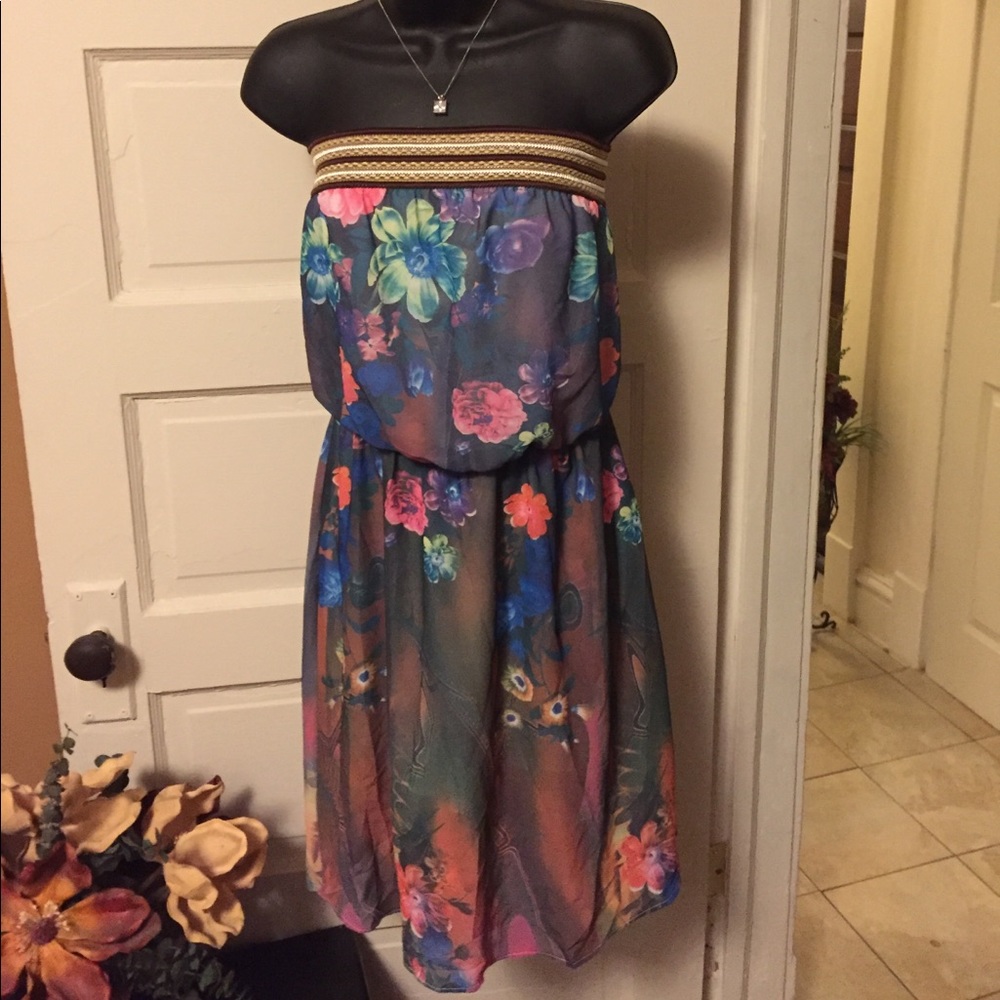 Women's size L strapless BoHo dress super sexy