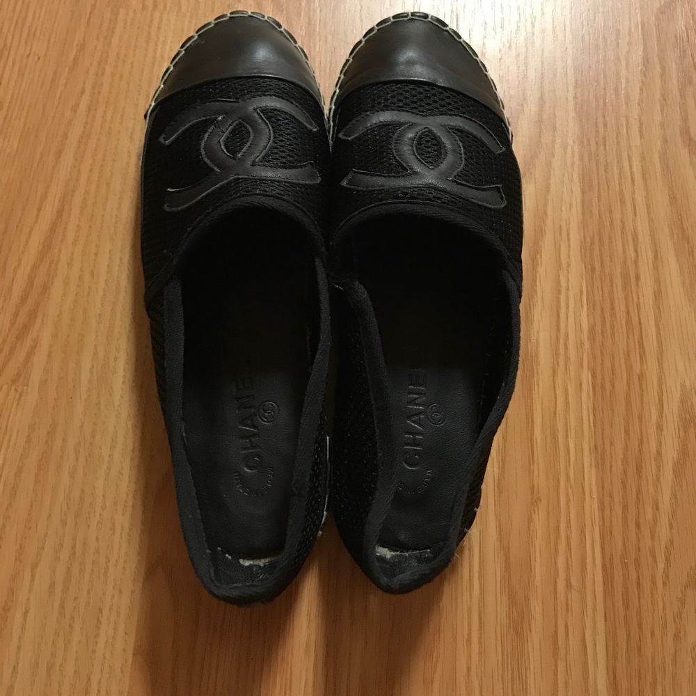 Mesh/ leather espadrilles.