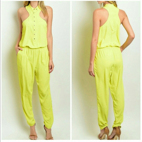 neon yellow jumpsuit