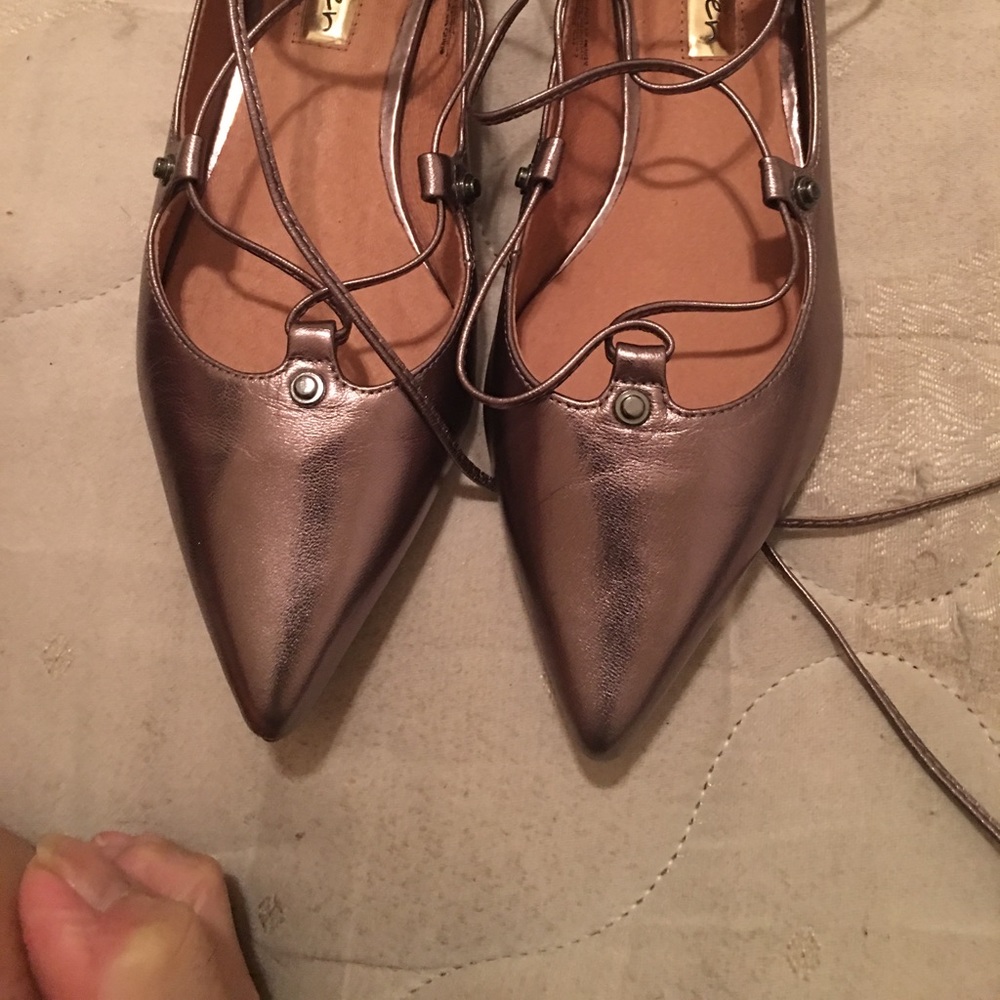 New halogen ankle tie flats