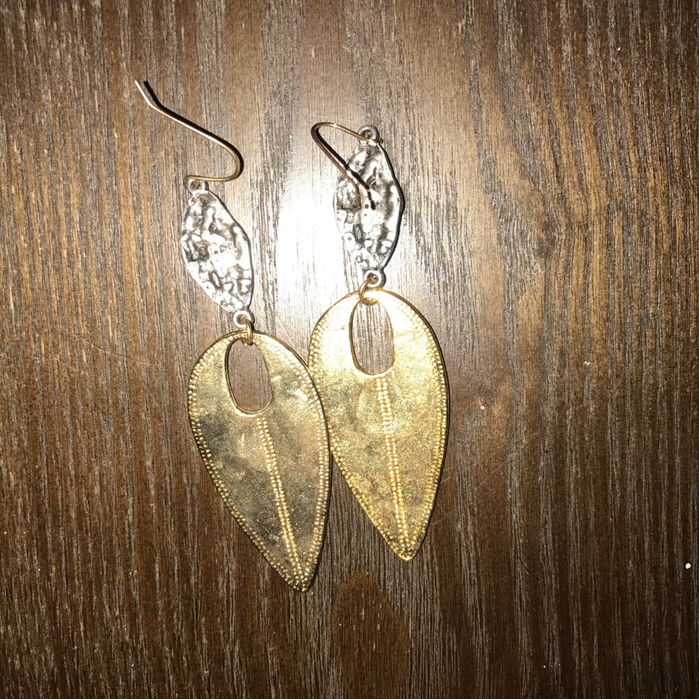 Gold earrings with silver accent