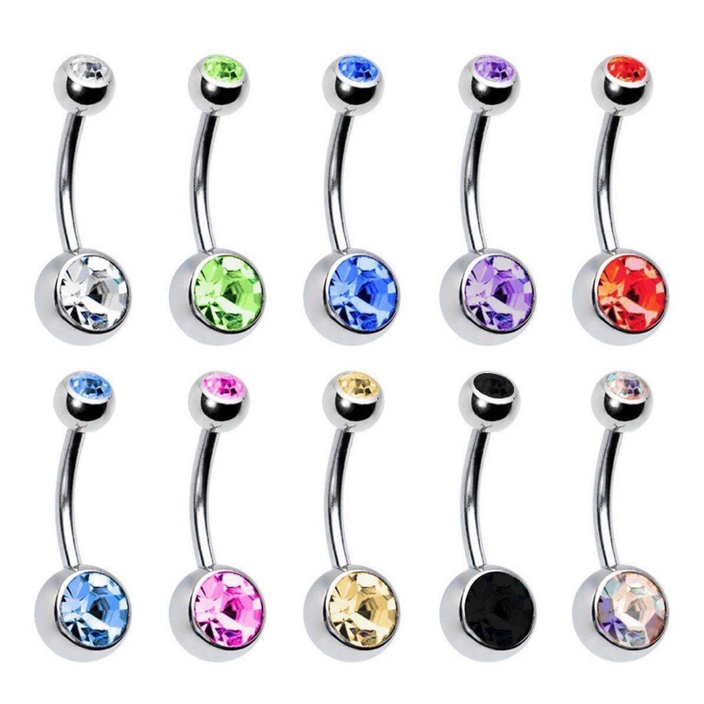 Set of 10 Surgical Steel Belly Rings
