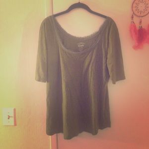 Hunter green shirt with neck detail