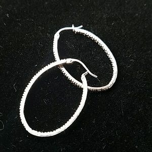 Sterling Silver & Blk Diamond Earrings