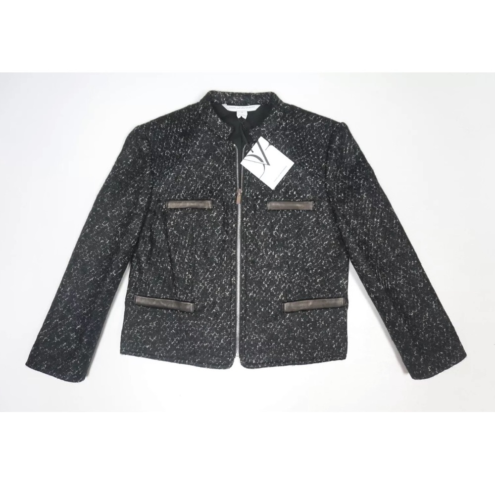 NWT Diane Von Furstenburg Black wool Jacket 12