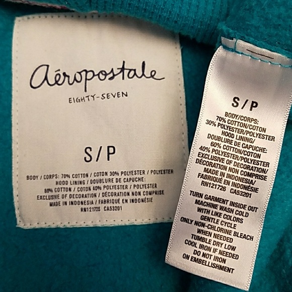 AEROPOSTALE Teal zip up hoodie - Picture 4 of 4