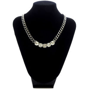 Silver-Tone Rhinestone Collar Necklace For Women