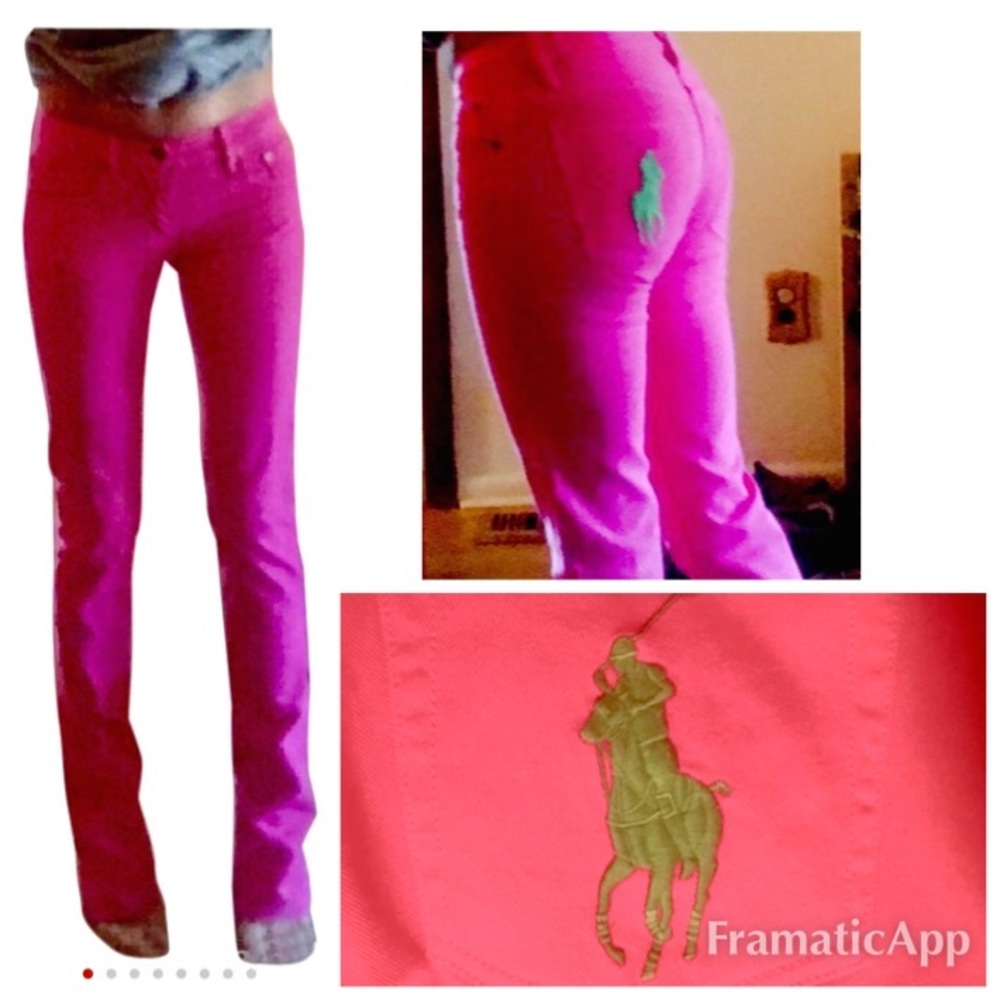 Rare bootcut w/large neon polo insignia pocket - Picture 2 of 8