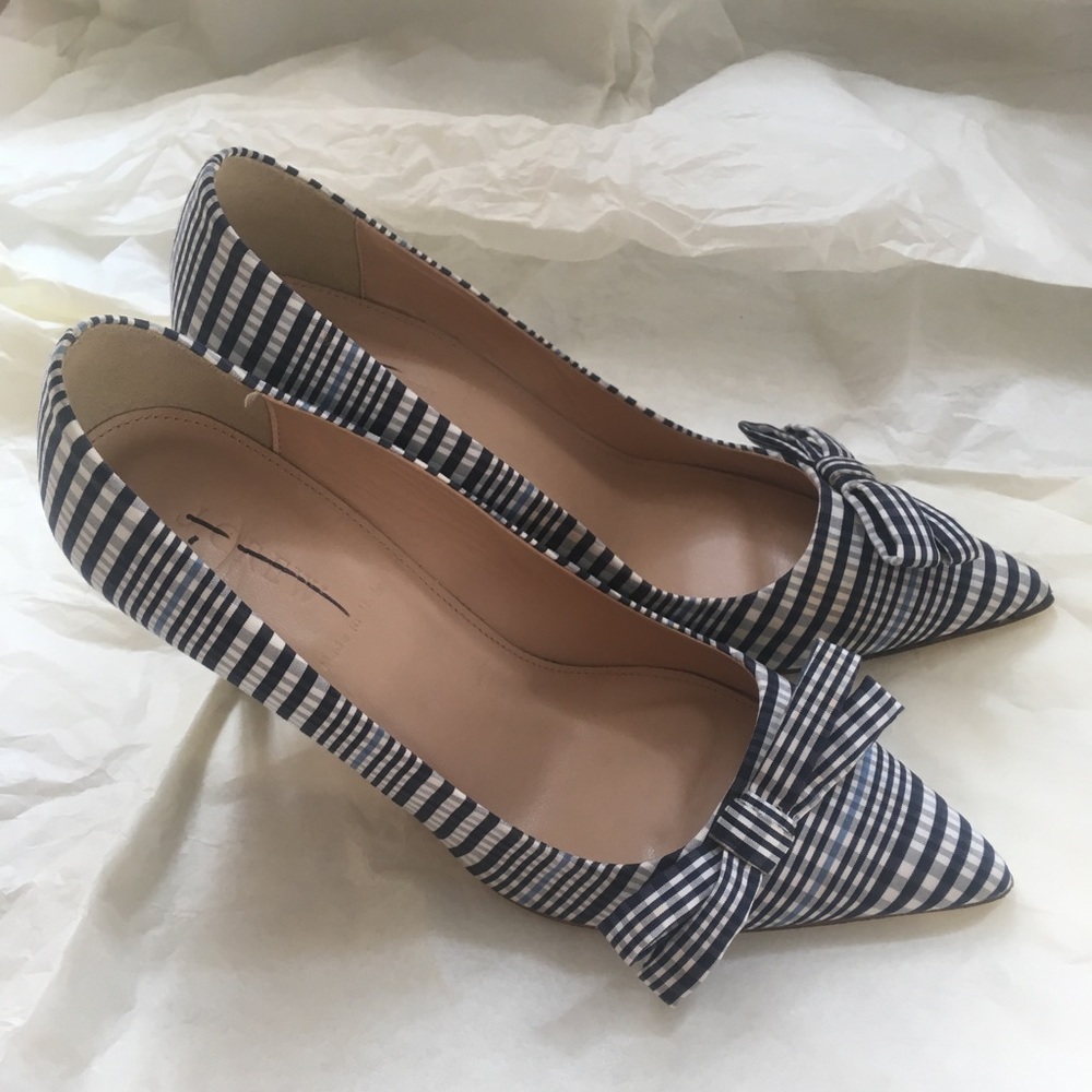 J.Crew plaid Elsie pumps with bows