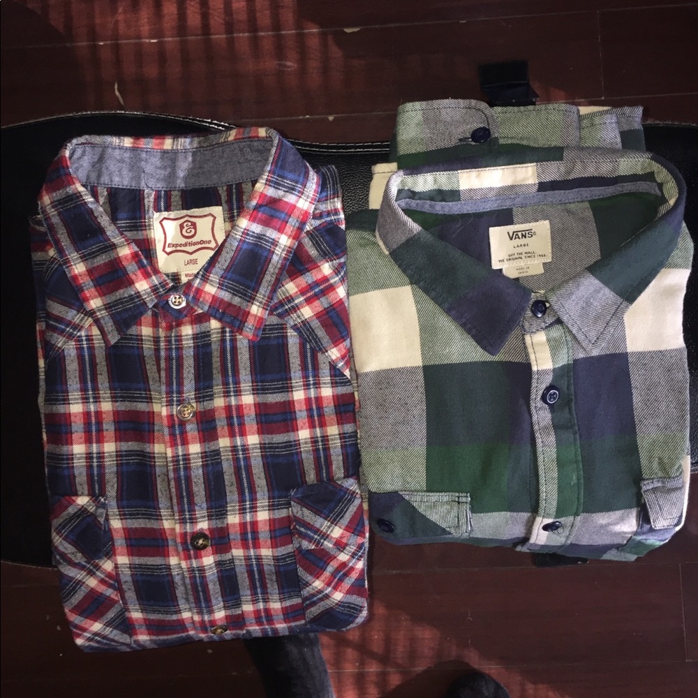 (2) Large Van's Flannels