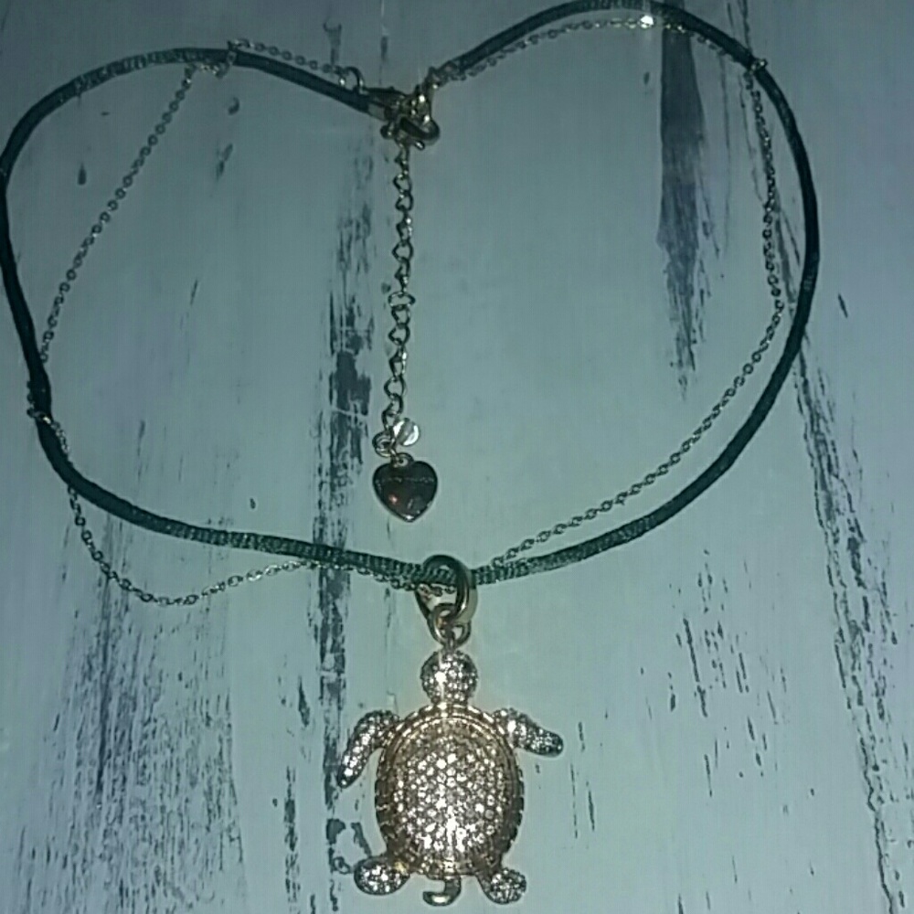 Betsy Johnson swarvoski embellished turtle necklac