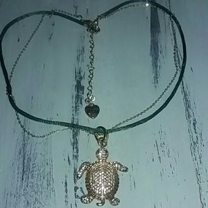 Betsy Johnson swarvoski embellished turtle necklac