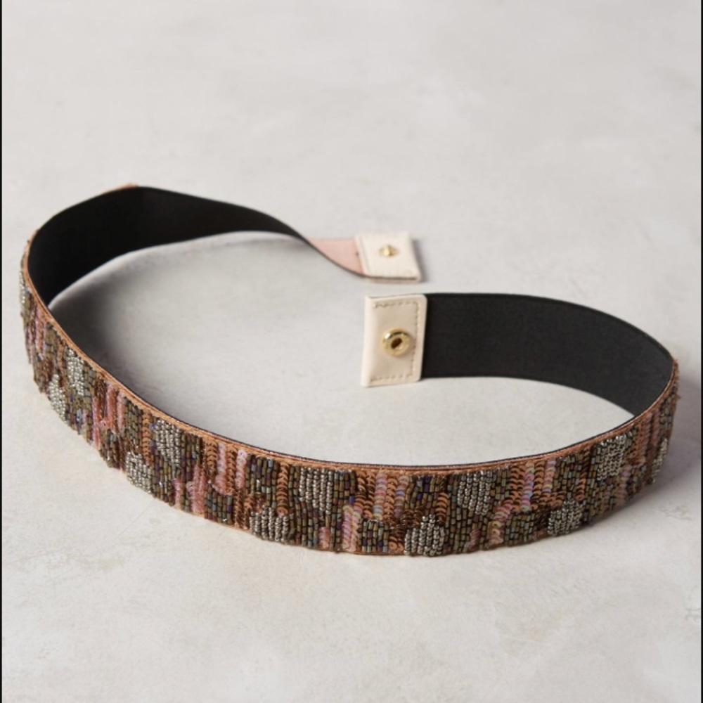 NWT Anthropologie Striated Sparkle Belt, rose,S, L