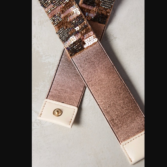 NWT Anthropologie Striated Sparkle Belt, rose,S, L