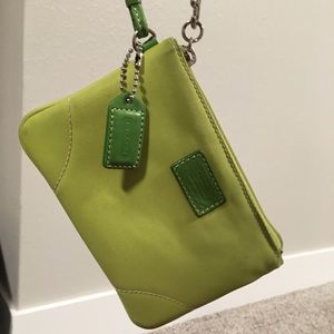 Coach lime green wristlet