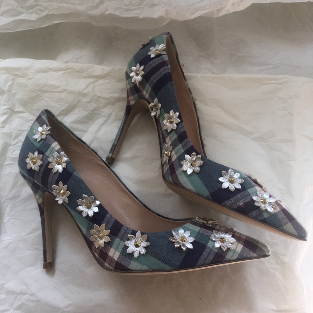 J.Crew Collection Elsie pumps with plaid & daisies