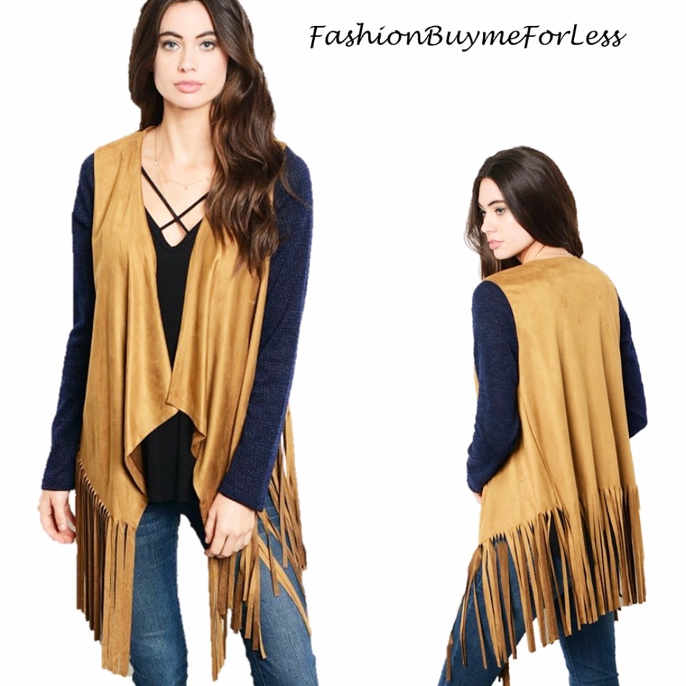 Western Hippie Drapey Faux Suede Fringed Sweater