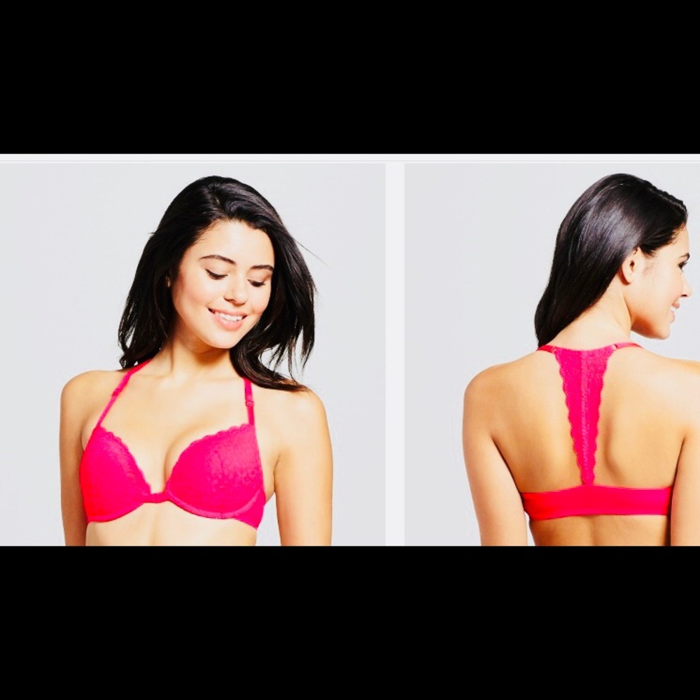 NWT Women’s Lace Tback PushUp Plunge Bra-34C