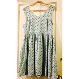 Pale blue and brown dot dress