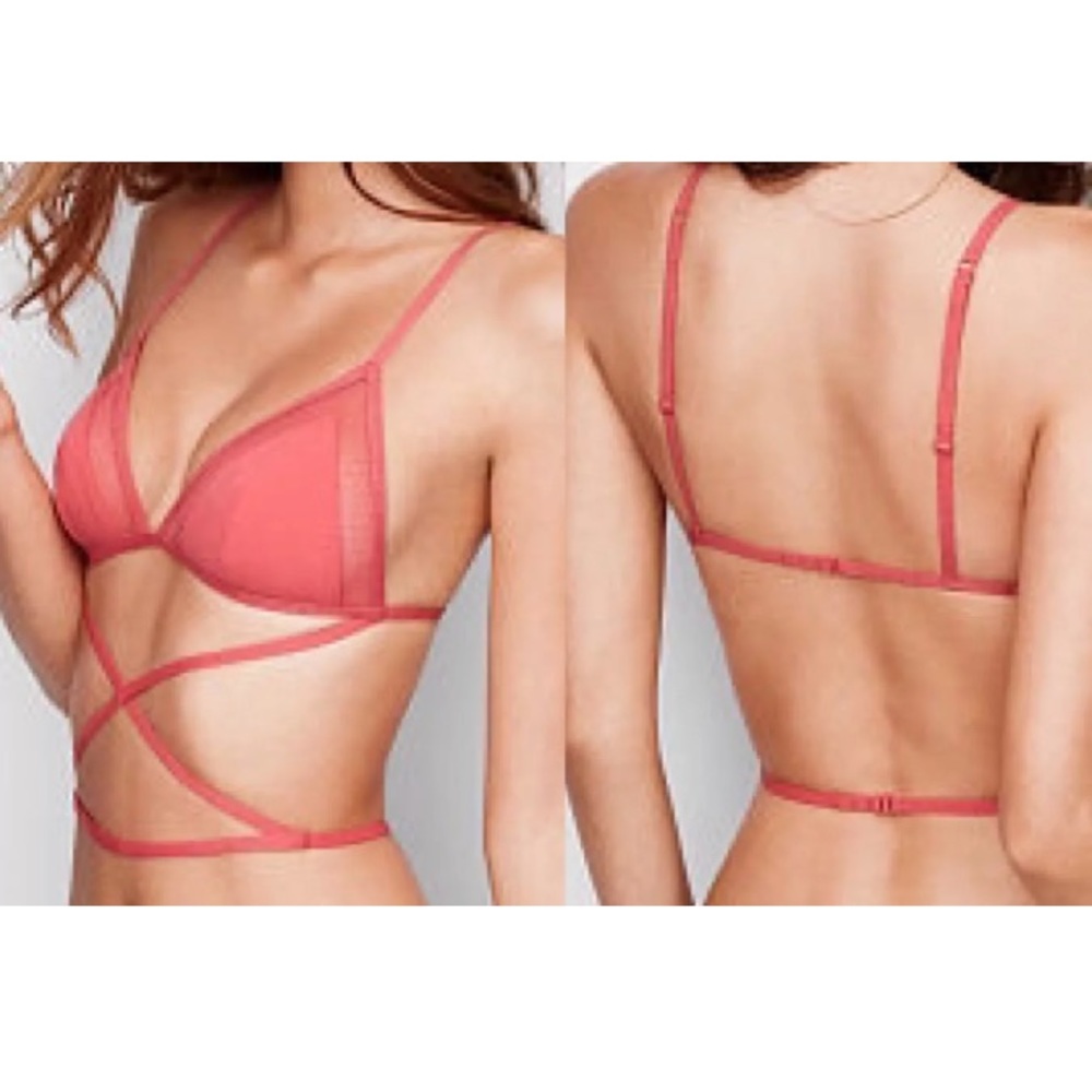 Victorias Secret Crochet Triangle Bralette Pink