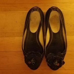 Chanel Flat Flower Denim Shoes