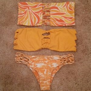 Mikoh sunset and Monaco bandeaus, rockies bottom