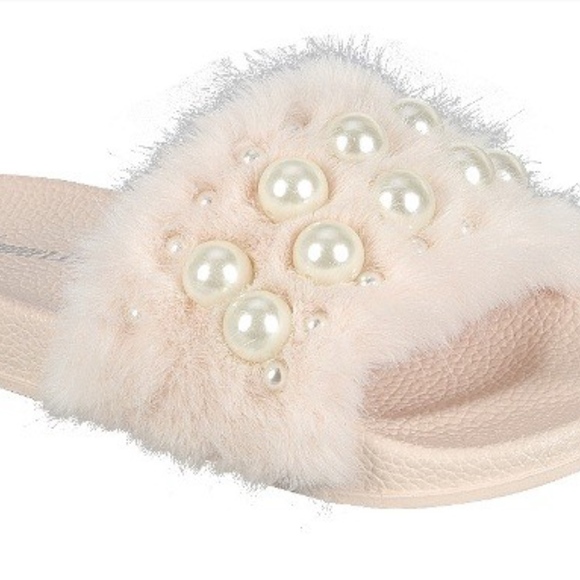 Womens Fur Slides with Pearls HOT NEW STYLE - Picture 6 of 6
