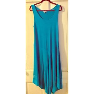 Teal maxi dress with mesh cutout