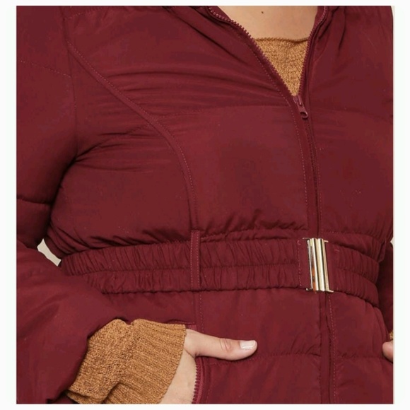 Plus Hooded Puffer Coat (1X, 2X, 3X) - Picture 2 of 5