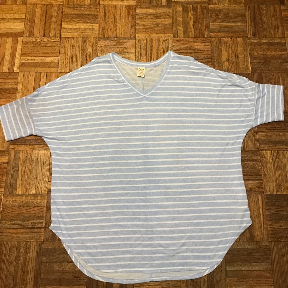 Striped Dolman Sleeve Cold Shoulder Top Plus SZ 3X