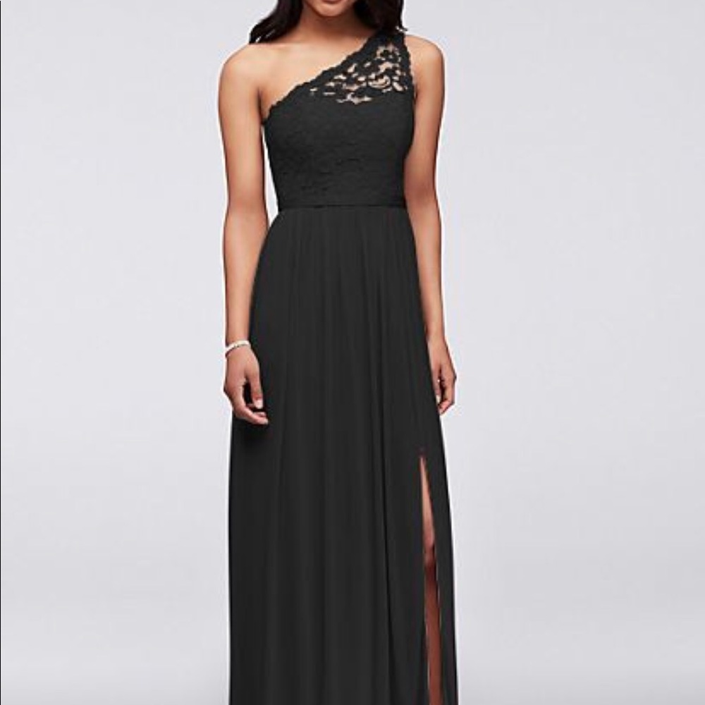 Long One Shoulder Lace Bridesmaid Dress- DB
