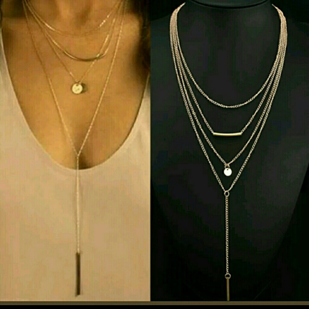 Layered necklace 4 layers choker pendant necklace