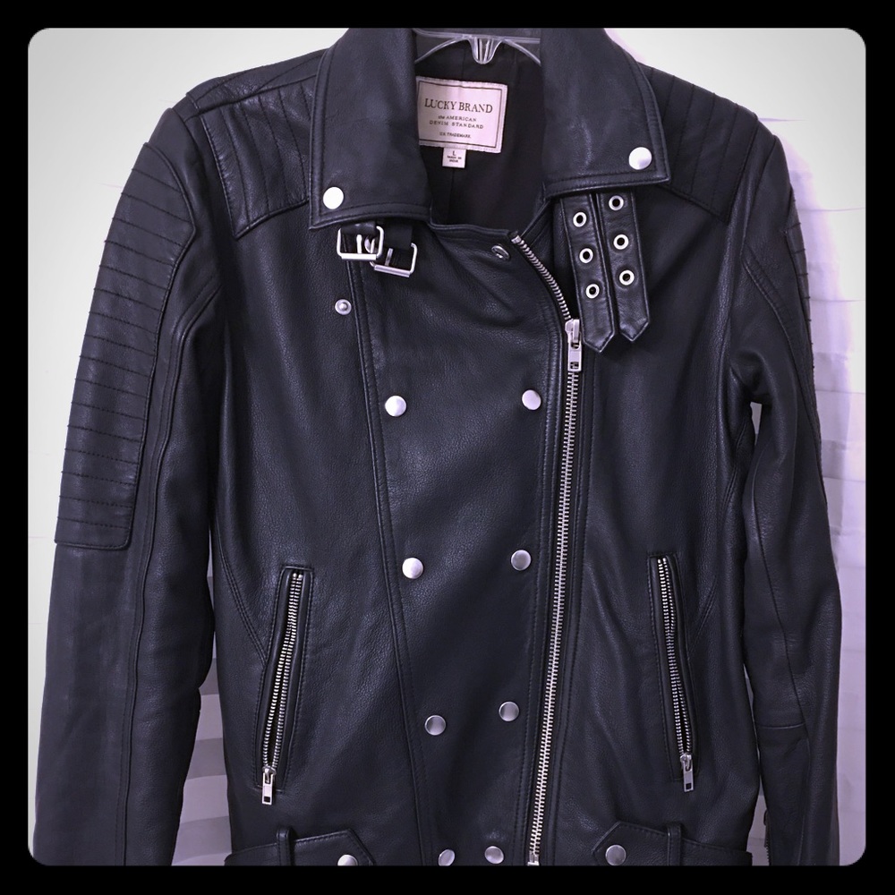 Lucky Brand Leather Motorcycle Jacket - EUC