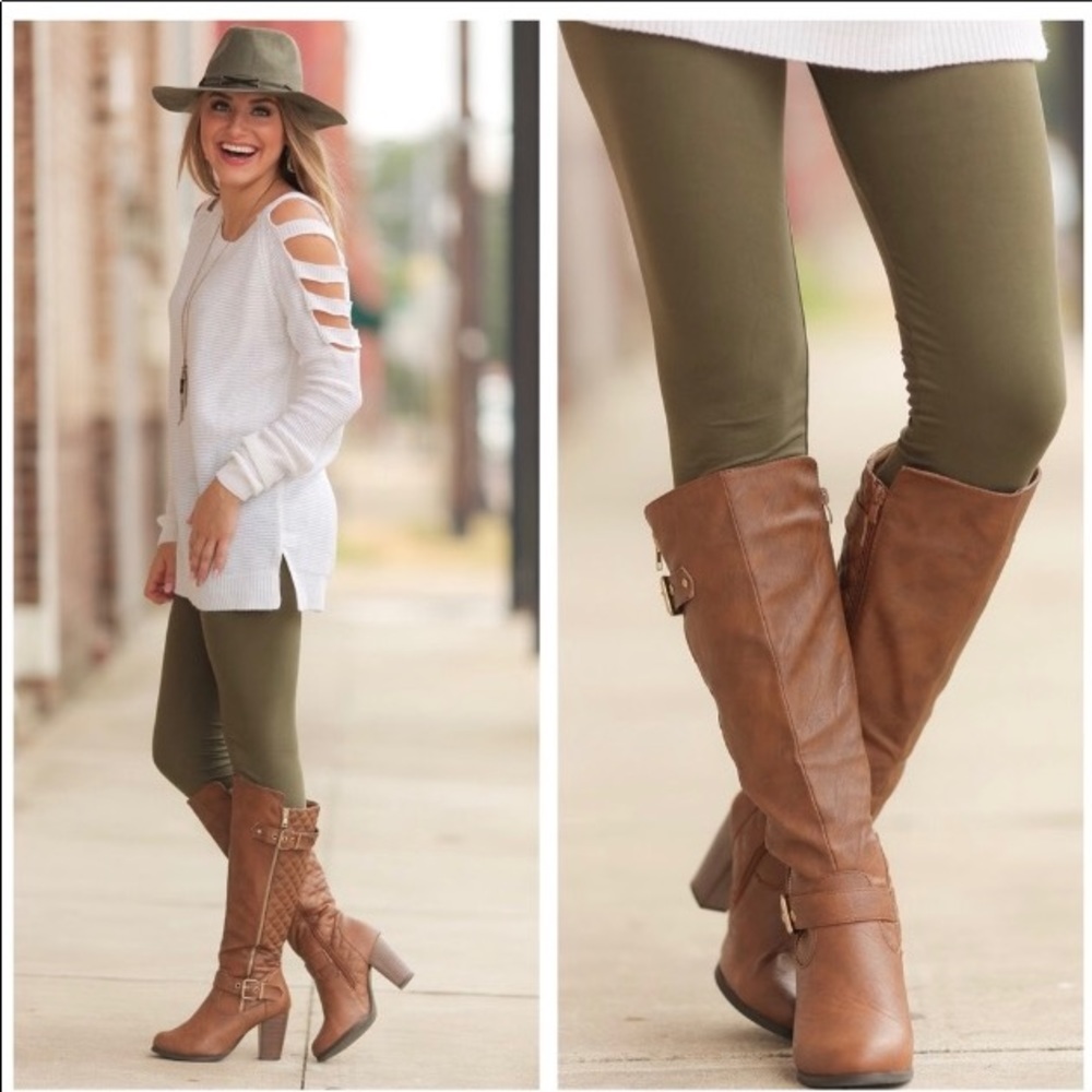 Last Pair! OlIvE LeGgInGs - Picture 1 of 2