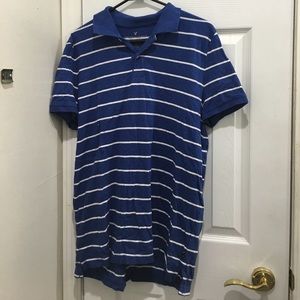 Blue and white polo