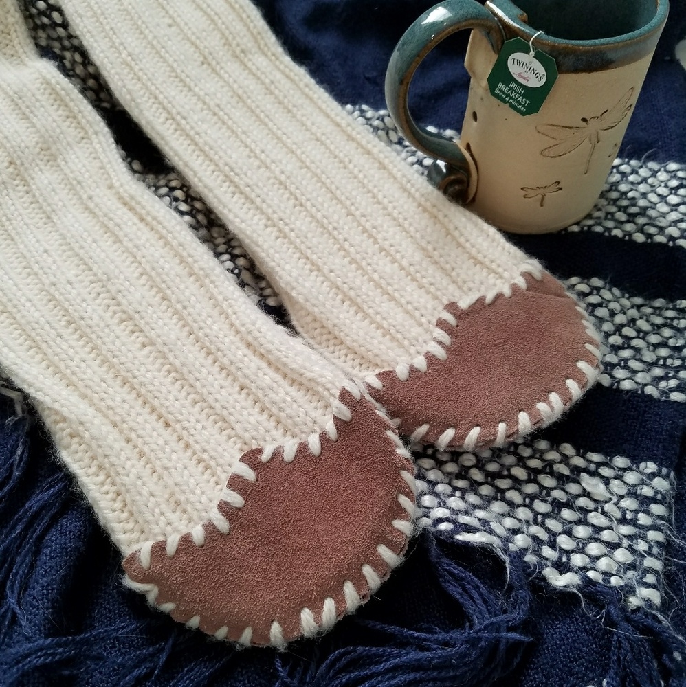 Cozy Wool & Suede Slipper Socks