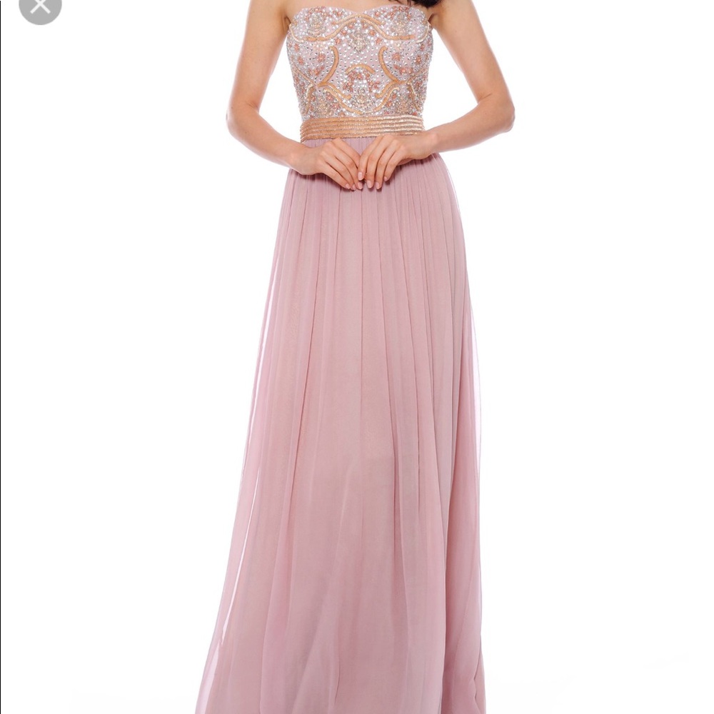 Decode blush color sequin top gown
