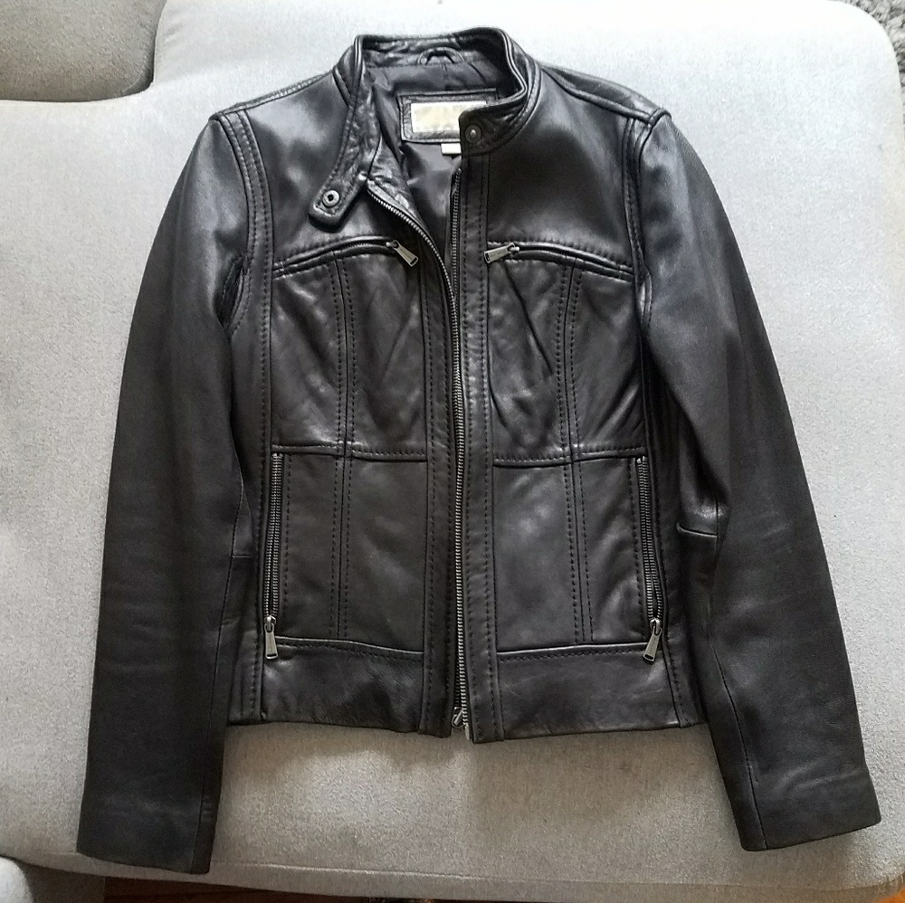 Michael Kors black Moto leather jacket