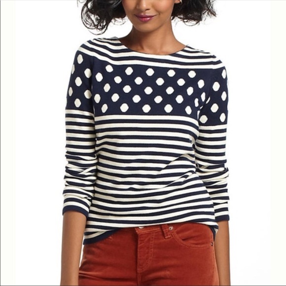 Anthropologie Sweaters - Anthropologie Sparrow stripes/polka dots sweater