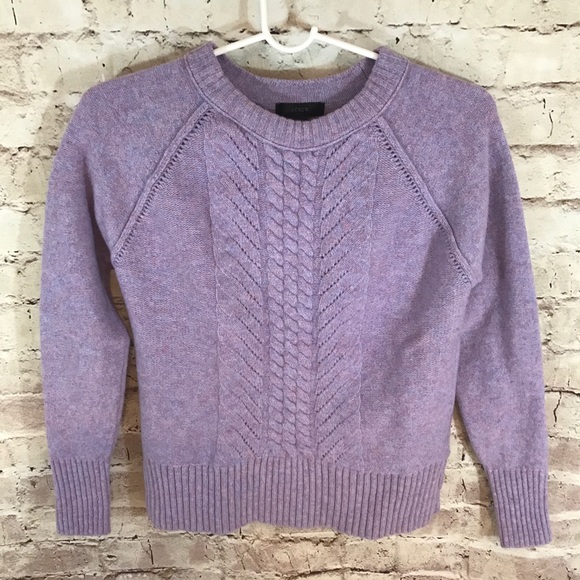 J. Crew Wool Pointelle Cable Purple Sweater - Picture 3 of 7