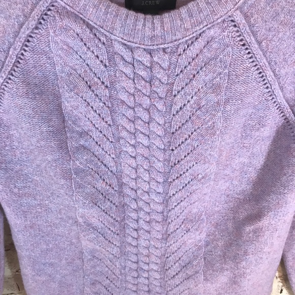 J. Crew Wool Pointelle Cable Purple Sweater - Picture 4 of 7